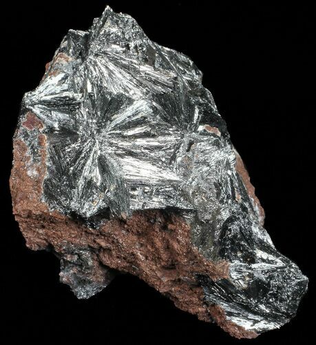 Metallic, Radiating Pyrolusite Cystals - Morocco #56955